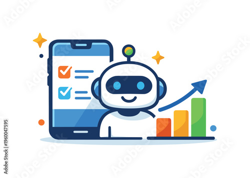 Digital wealth management and fintech innovation highlighting automated tools that help users plan investments and optimize financial outcomes, a smartphone combined with a robot