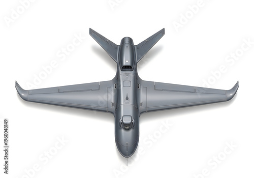A futuristic twin-engine aircraft with sleek and angular wing design.