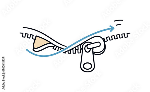 Preventing zipper snagging on clothing and bags during daily use focusing on smooth handling and fabric protection, a zipper slightly open with a small fabric edge kept clear by a