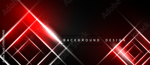 Dark background features bright red, white lines forming geometric patterns. Modern design element suitable for digital projects.