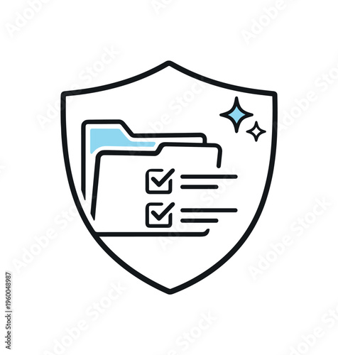 Regulatory compliance workflow and managing data governance standards that help organizations maintain accountability and secure operational processes, a compact shield shape
