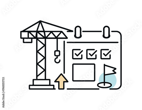 Urban development planning workflow in an engineering business environment aimed at ensuring safe execution and steady progress across construction phases, a compact crane