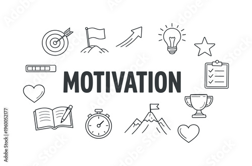 Positive mindset and personal motivation lifestyle focused on building confidence, visualizing achievements and maintaining inner drive to pursue goals and overcome everyday