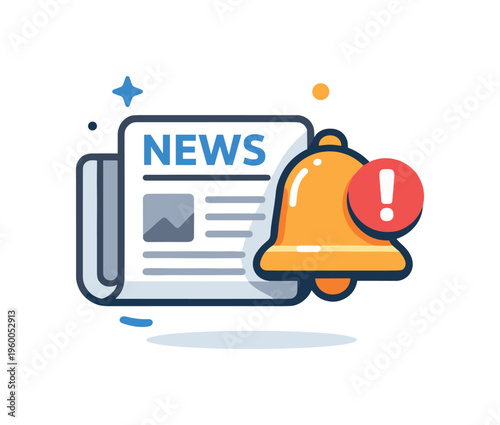 Real-time information delivery concept focused on staying informed with current events and updates in a fast-paced digital world, a simple newspaper icon combined with a