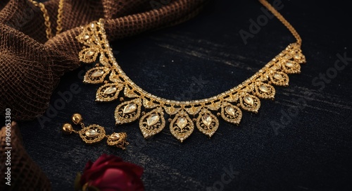 Exquisite pure gold 22k necklace set highlighting craftsmanship for advertisement