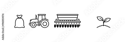 Precision seed drilling and row planting operations for uniform crop spacing and optimized germination in modern agriculture, seed drill machine, tractor, seed hopper, field row