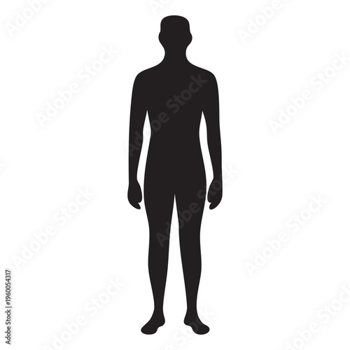 A silhouette of a person standing upright facing away from the viewer Vector