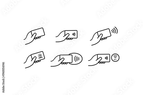 Contactless Payment and Hand Gesture Interaction Icons Set