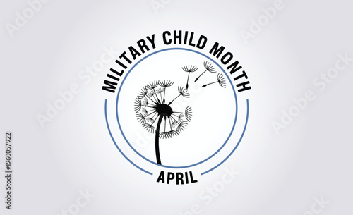Month of the Military Child April Awareness Logo with Dandelion Seed Illustration Representing Resilience and Strength for Defense Families