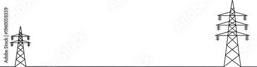 High voltage power lines, electricity transmission towers, energy infrastructure, industrial landscape, electrical grid, power supply