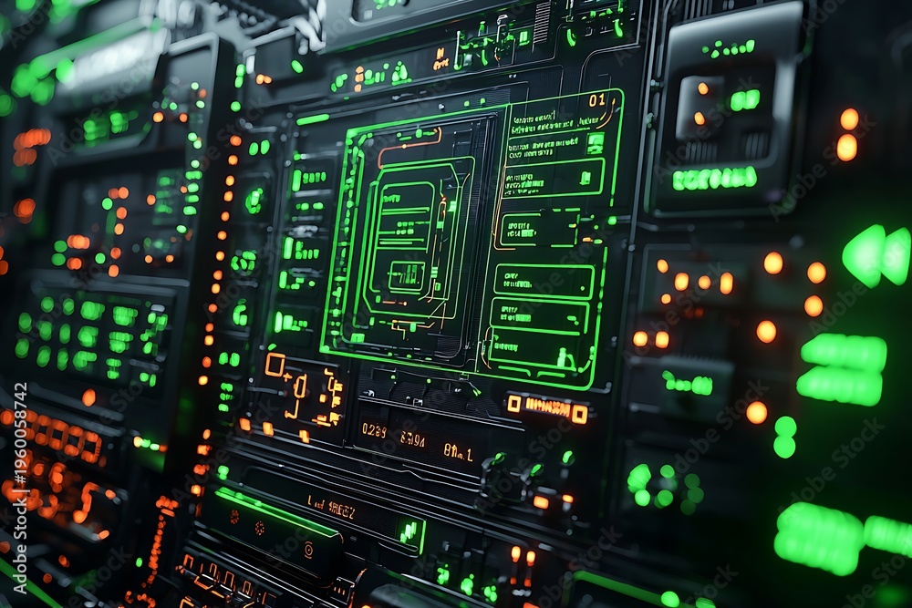 Fototapeta premium Cyber dashboard futuristic interface data technology network digital analytics system image