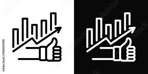 Trending Icon In Black And White Filled Style.