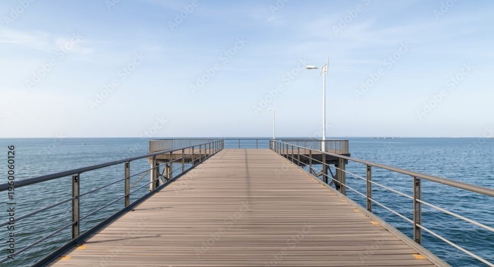 Fototapeta premium Extensive view capturing bridge pier supporting deck span and providing copy space