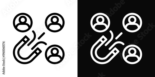 Reach Icon In Black And White Filled Style.