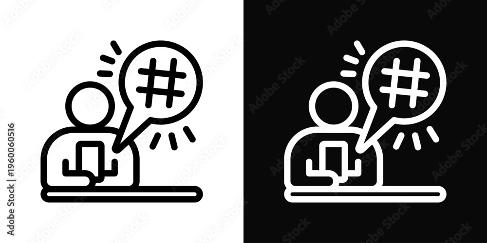 Fototapeta premium Hashtag Icon In Black And White Filled Style.