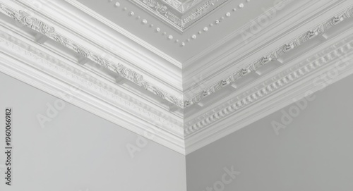 Ornate ceiling corner cornice featuring finely crafted molding details