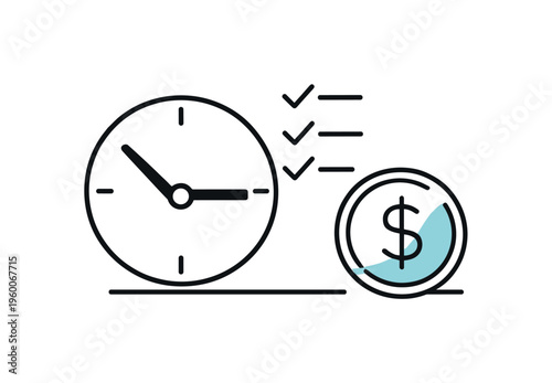 Freelance project time management scenario aimed at accurately recording billable effort and maintaining transparency with clients, a compact clock face paired with a small