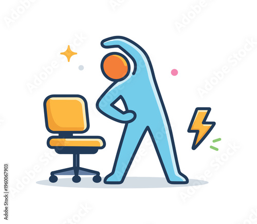 Practicing stretching exercises during short breaks at a desk job in a health-supportive productivity routine, illustrating preventive care for posture and muscle comfort while