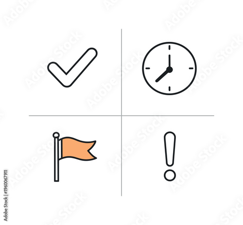 Priority matrix and task importance evaluation in a structured productivity system focused on distinguishing urgent versus important work and making clear decisions, a quadrant