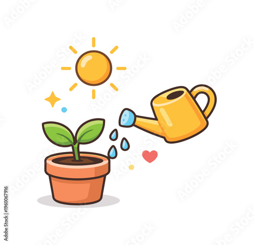 Watering indoor plants and maintaining greenery in a modern apartment lifestyle, illustrating gentle daily care habits that support natural atmosphere and emotional comfort within