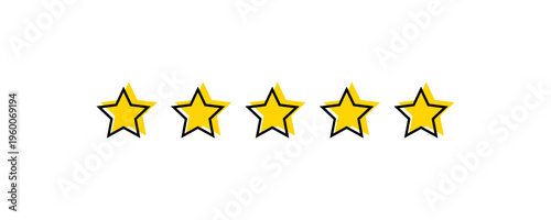Five Star Rating Icons Yellow Review Score Symbols