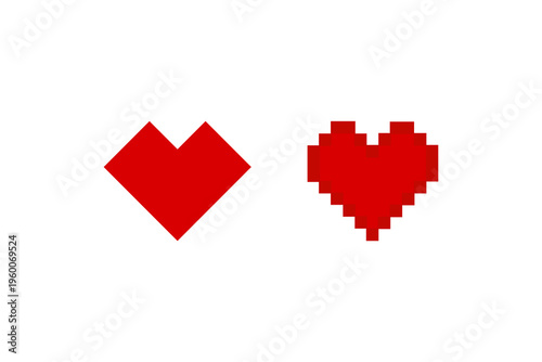 Heart Icons Set Solid and Pixel Style Love Symbol