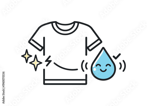Reducing static electricity buildup on clothing in dry indoor environments focusing on comfort and small preventive habits, a simple shirt with tiny spark symbols being neutralized