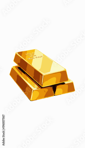 Close-up image of three shiny stacked gold bars, reflecting light against a clean white background, symbolizing wealth and investment opportunities.
