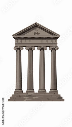 Intricate Classical Ancient Greek Temple Facade with Iconic Columns and Ornate Architectural Details Evoking Historical Grandeur