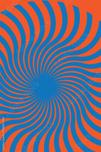 Abstract blue and orange spiral vortex background, hypnotic swirl pattern, modern geometric illusion design for branding, digital art, wallpaper, posters, social media graphics