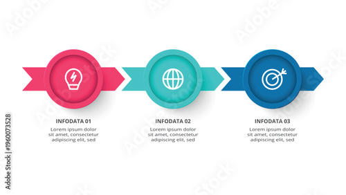 Essential infographic with 3 steps, options, parts or processes. Business data visualization.