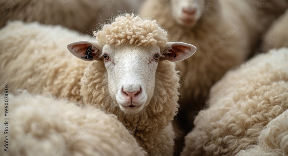 Naklejka premium Sheep wool conditioning and spinning for fabric products