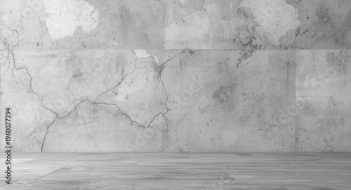 Interior design concept with polished concrete wall featuring natural crack textures
