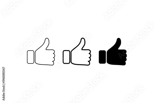 Thumbs Up Icons Set Outline and Solid Variations