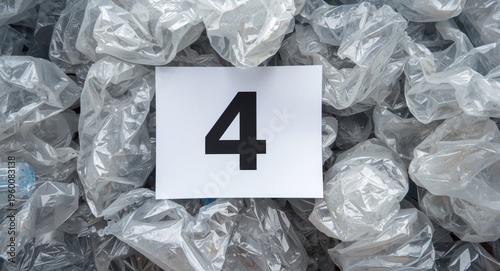 Recycling graphic showing number four for low density polyethylene