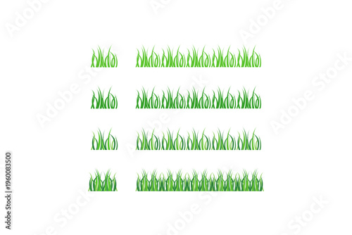 Green Grass Border Set Lawn Edge Elements Collection