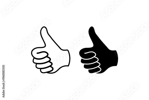 Thumbs Up Hand Icon Outline and Solid Set