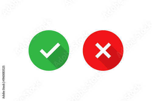 Check Mark and Cross Icons Approval Rejection Symbols