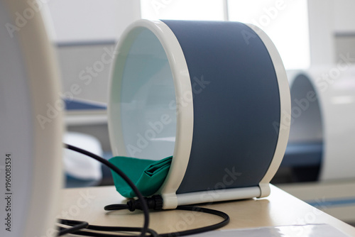 Konstfotografi interior of physiotherapist cabinet with magneto-therapy device