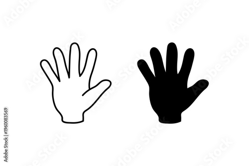 Hand Silhouette Outline and Filled Icon Set