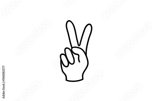 Peace Hand Gesture Victory Sign Icon Minimal Style