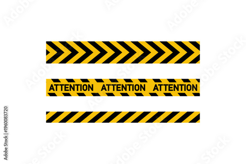 Attention Warning Tape Stripes Black Yellow Hazard Set
