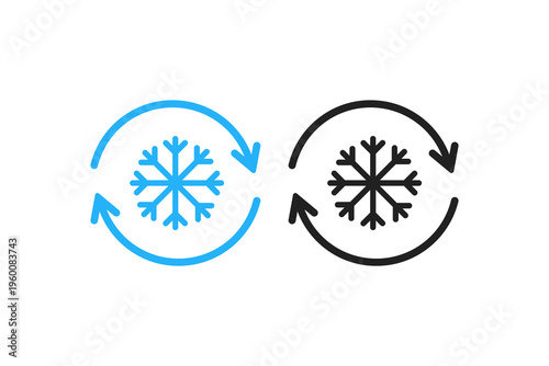 Snowflake Refresh Cooling Cycle Icon Set
