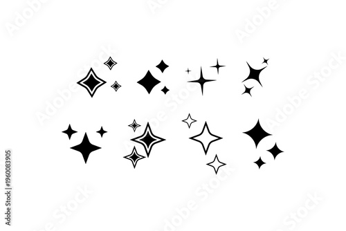 Sparkle Stars Decorative Icon Set Minimal Style
