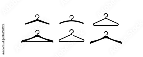 Clothes Hanger Icon Set Minimal Outline Style