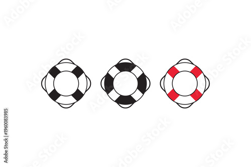 Lifebuoy Ring Icon Set Rescue Safety Style