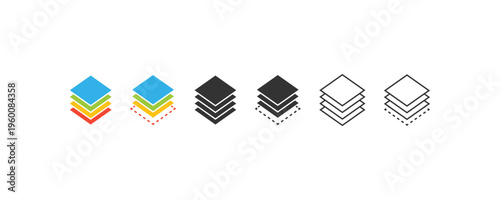 Layered Stack Levels Icon Set Minimal Style