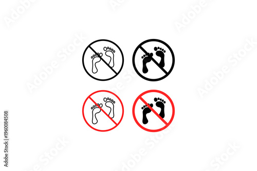 No Hand Touching Warning Icon Set