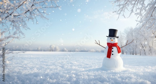 Snowman on snowy landscape ...