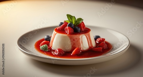 Silky panna cotta topped wi...